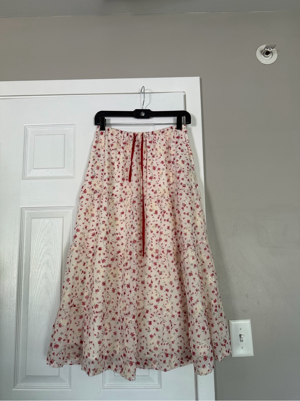 Baevely Floral Tiered Maxi Long Skirt Cream Floral Cottagecore - Picture 2 of 8